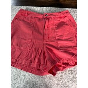 Universal Thread Womens Coral Pink Cotton Utility Denim Shorts Size 8 High Rise